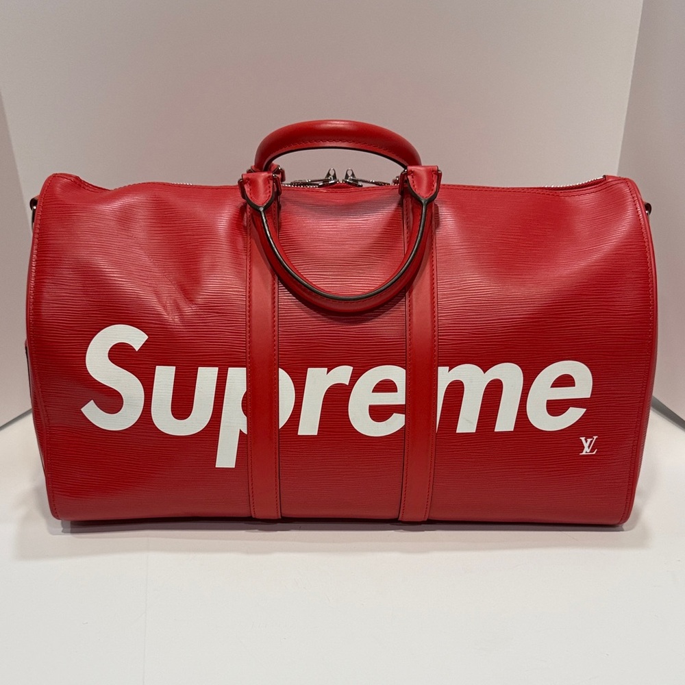 Louis Vuitton x Supreme Keepall Bandouliere Weekend Travel Holdall Epi 45 Red